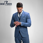 Men’s Classic 2-Button Suit with Mixed Striped Waistcoat