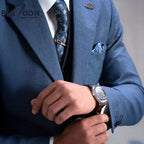 Men’s Classic 2-Button Suit with Mixed Striped Waistcoat