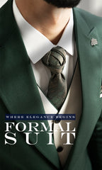 Olive Formal Suit with Plain Beige Waistcoat