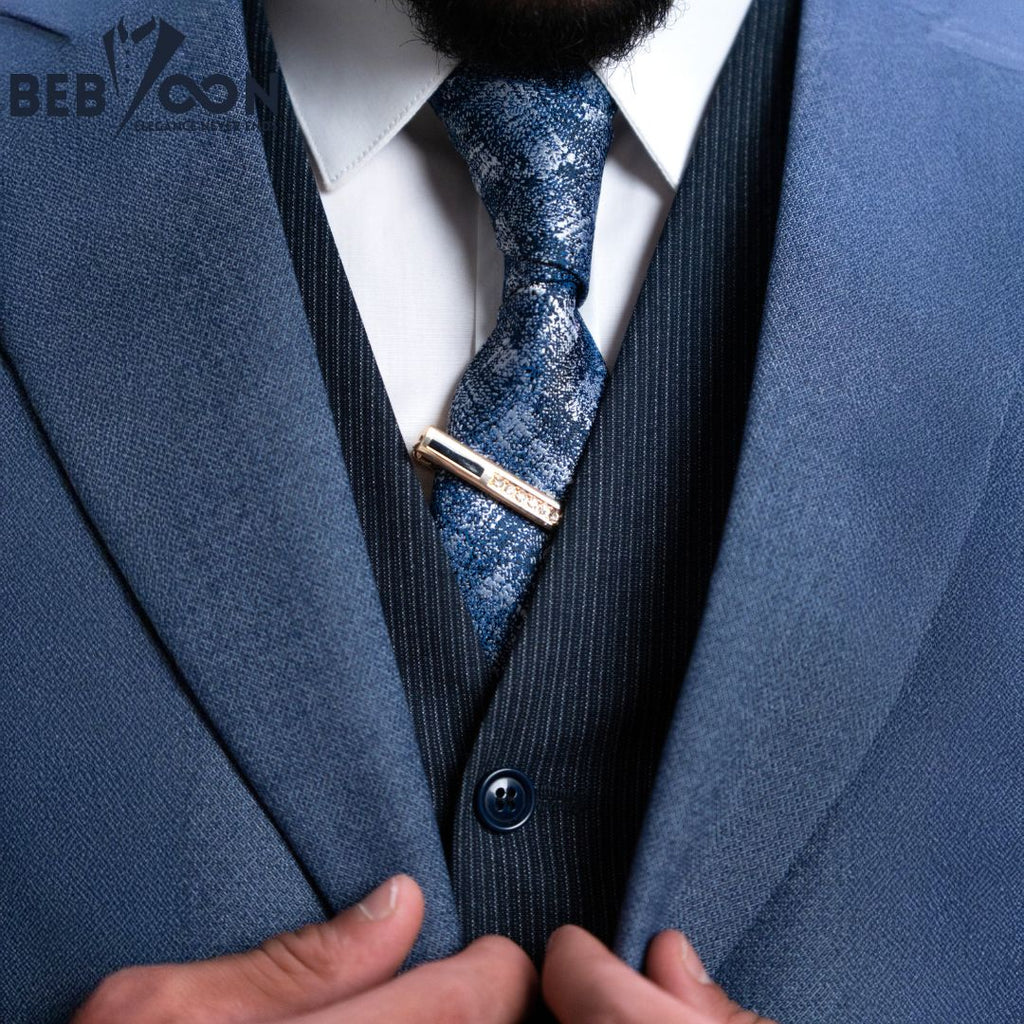 Men’s Classic 2-Button Suit with Mixed Striped Waistcoat